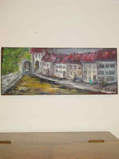 The Red Roofs Original Signed H. Page Oil