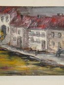 The Red Roofs Original Signed H. Page Oil