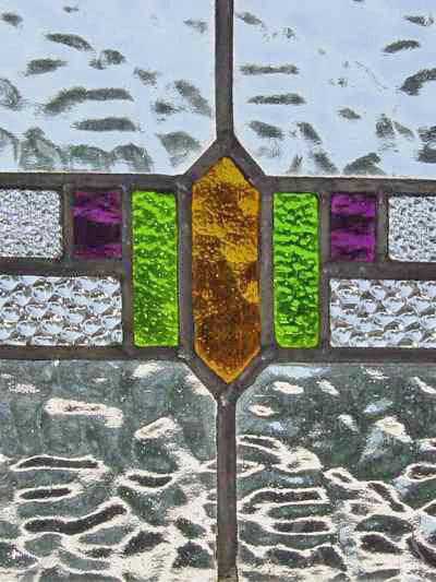 Tri Color Geometric Antique Stained Glass