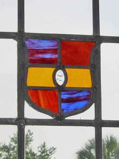 Multicolor Shield Coat of Arms Antique Stained Glass