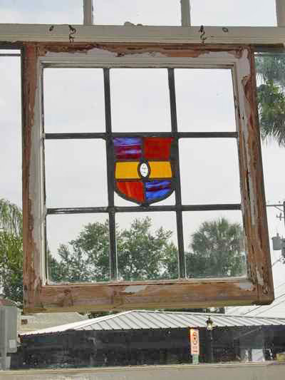 Multicolor Shield Coat of Arms Antique Stained Glass