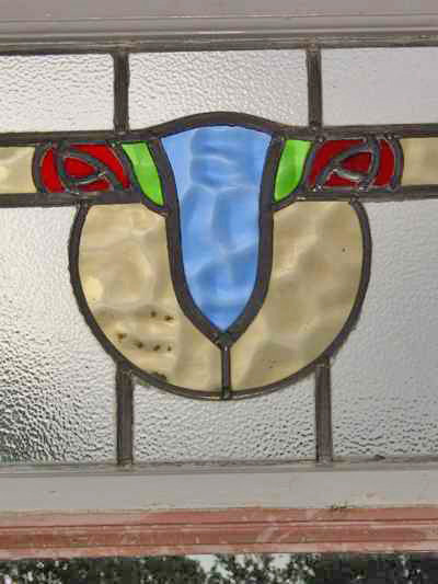 Red Duo Mackintosh Rose Antique Stained Glass