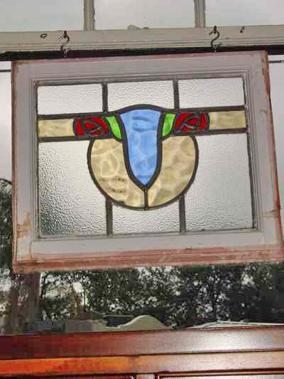 Red Duo Mackintosh Rose Antique Stained Glass
