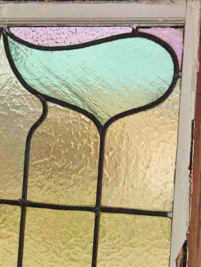 Art Nouveau Mottled Copper Antique Stained Glass
