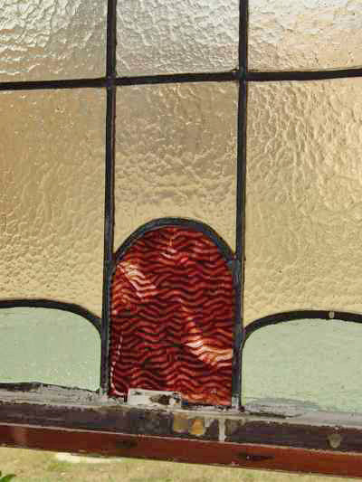 Art Nouveau Mottled Copper Antique Stained Glass