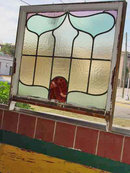 Art Nouveau Mottled Copper Antique Stained Glass
