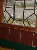 Art Deco TriColor Geometric Border Antique Stained Glass
