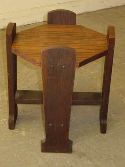 Antique Arts & Crafts Mission Style Octagonal Top Solid Oak Stand