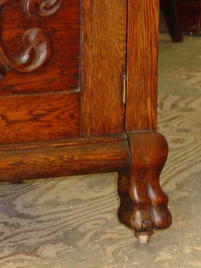 Antique Solid 1/4 Sawn Tiger Oak Hall Mirror Back Sideboard