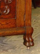 Antique Solid 1/4 Sawn Tiger Oak Hall Mirror Back Sideboard