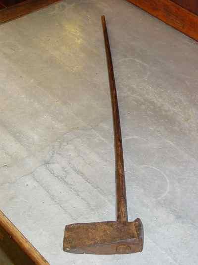 Antique Hand Forged Iron & Oak Log Splitter