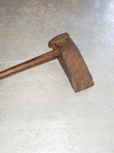 Antique Hand Forged Iron & Oak Log Splitter