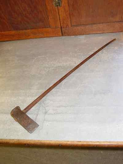 Antique Hand Forged Iron & Oak Log Splitter