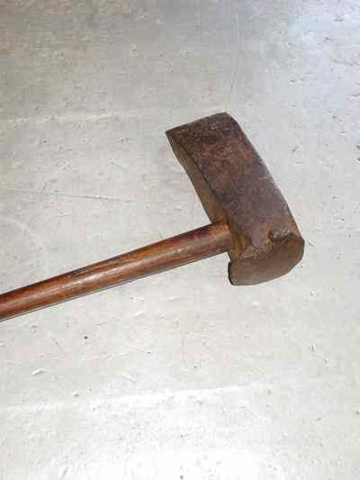 Antique Hand Forged Iron & Oak Log Splitter