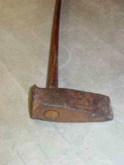 Antique Hand Forged Iron & Oak Log Splitter