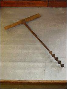 Antique Hand Forged Iron & Wood Auger