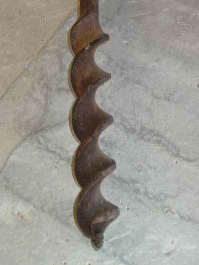 Antique Hand Forged Iron & Wood Auger