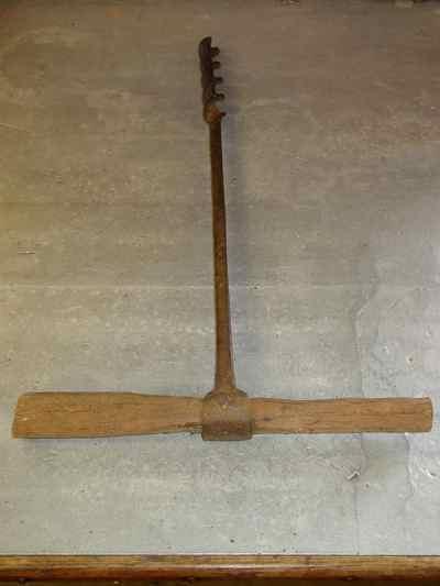 Antique Hand Forged Iron & Wood Auger