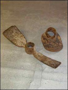 Pair of Antique Hand Forged Iron Hoe Heads