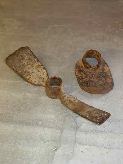 Pair of Antique Hand Forged Iron Hoe Heads