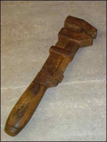 Vintage Stronghold P. S. & W Company Iron & Wooden Wrench