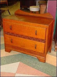English Vintage 2 Drawer 1/4 Sawn Tiger Oak Chest of Drawers