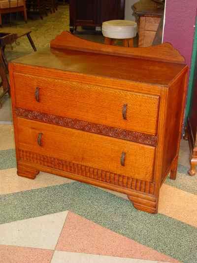English Vintage 2 Drawer 1/4 Sawn Tiger Oak Chest of Drawers