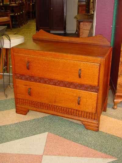 English Vintage 2 Drawer 1/4 Sawn Tiger Oak Chest of Drawers