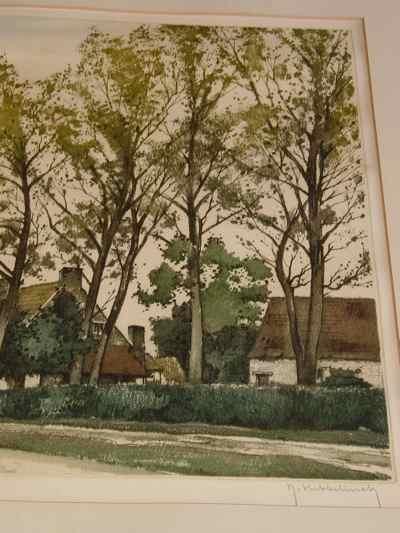 Au Bout Du Villa Signed & Numbered Roger Hebbelinck Etching