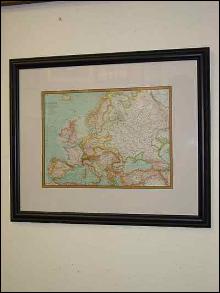Framed Antique European Map