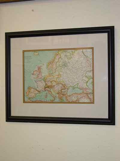 Framed Antique European Map