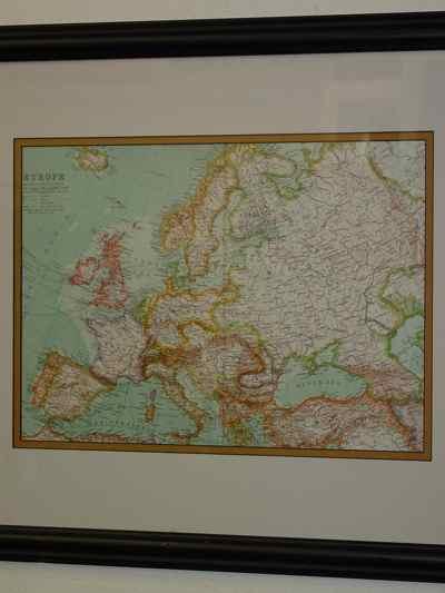 Framed Antique European Map