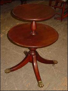 Federal Style Solid Mahogany Two-Tiered Butler's Table