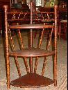 Antique Victorian Bamboo Three Tiered Corner Shelf