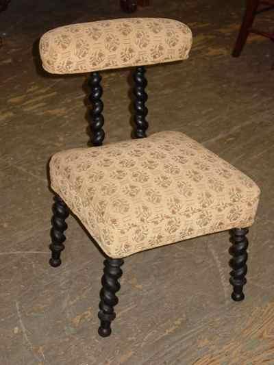Antique Victorian Ebonized Mahogany Barley Twist Slipper Chair