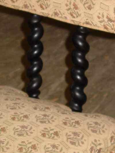 Antique Victorian Ebonized Mahogany Barley Twist Slipper Chair