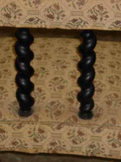 Antique Victorian Ebonized Mahogany Barley Twist Slipper Chair