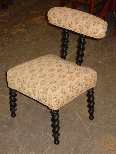 Antique Victorian Ebonized Mahogany Barley Twist Slipper Chair