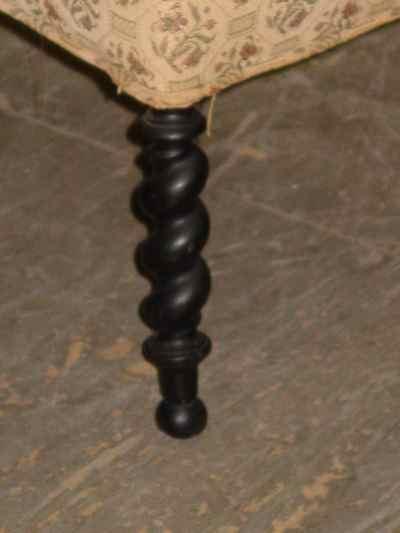 Antique Victorian Ebonized Mahogany Barley Twist Slipper Chair