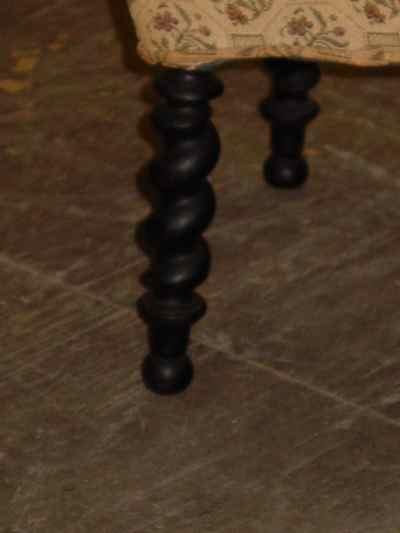 Antique Victorian Ebonized Mahogany Barley Twist Slipper Chair