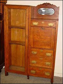 Antique Solid 1/4 Sawn Tiger Oak Combination Bookcase Desk