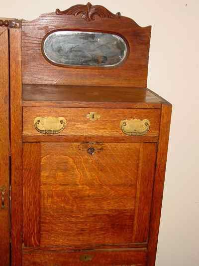 Antique Solid 1/4 Sawn Tiger Oak Combination Bookcase Desk