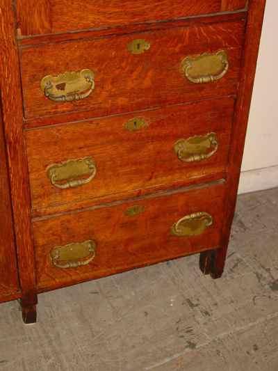 Antique Solid 1/4 Sawn Tiger Oak Combination Bookcase Desk