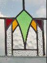 Art Deco Multicolor Arched Geometric Antique Stained Glass