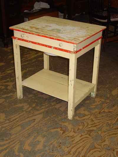 German Vintage FlipTop Painted Solid Pine Washstand