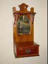 English Antique Solid Walnut Wall Hanging Shaving Mirror