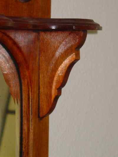 English Antique Solid Walnut Wall Hanging Shaving Mirror