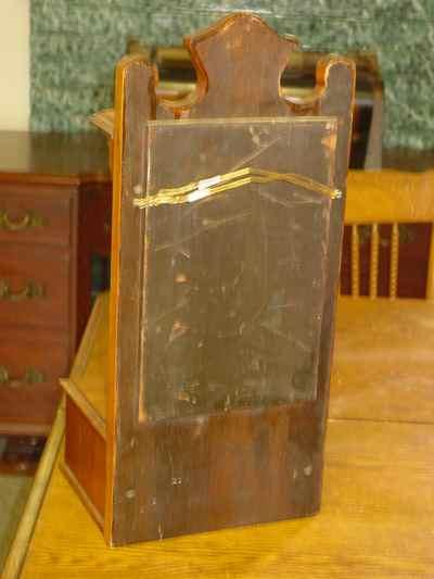 English Antique Solid Walnut Wall Hanging Shaving Mirror