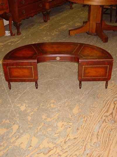 Cowen Mahogany Leather Top Coffee Table With Drop Leaf Extensions