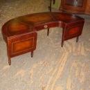 Cowen Mahogany Leather Top Coffee Table With Drop Leaf Extensions